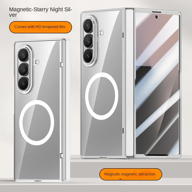Magnetic Case Z FOLD 7 Electroplated Tempered Glass Front Film Anti-Fingerprint