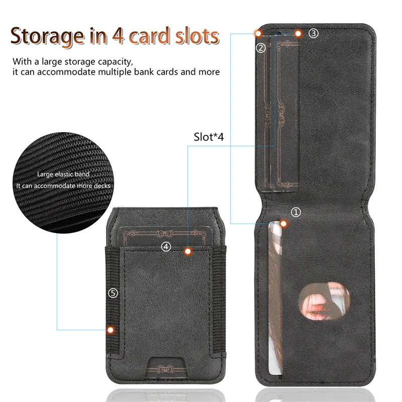 Magnetic Card Holder Case Z FOLD 7 - 3 Foldable Stand Leather Cover