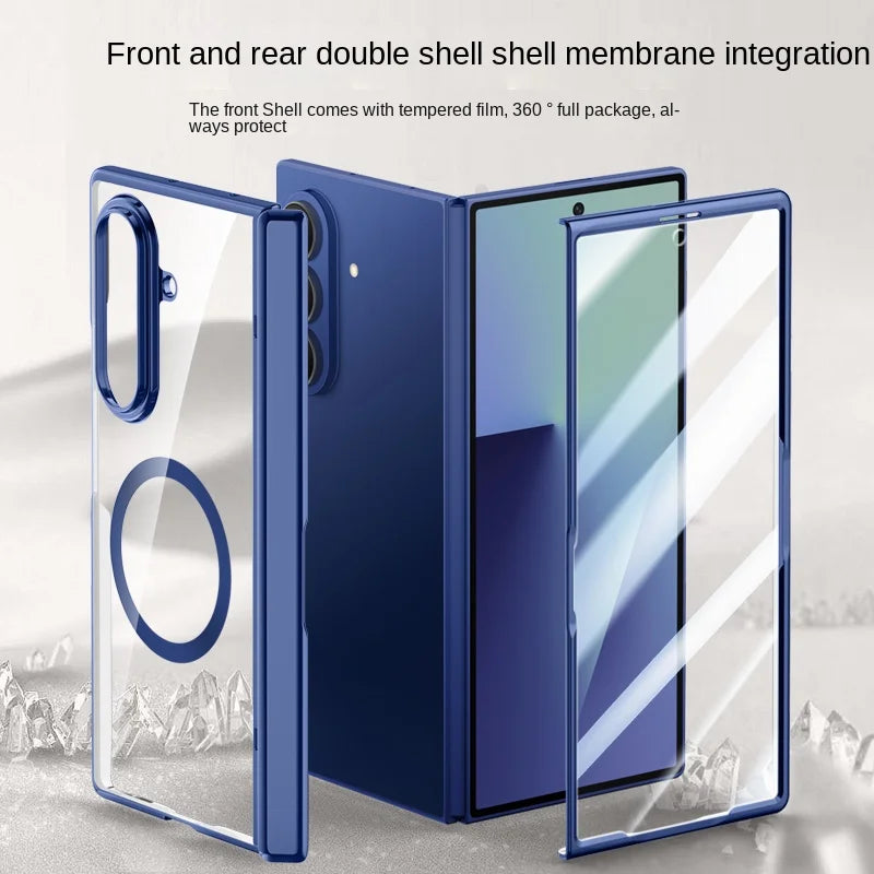 Magnetic Case Z FOLD 7 Electroplated Tempered Glass Front Film Anti-Fingerprint
