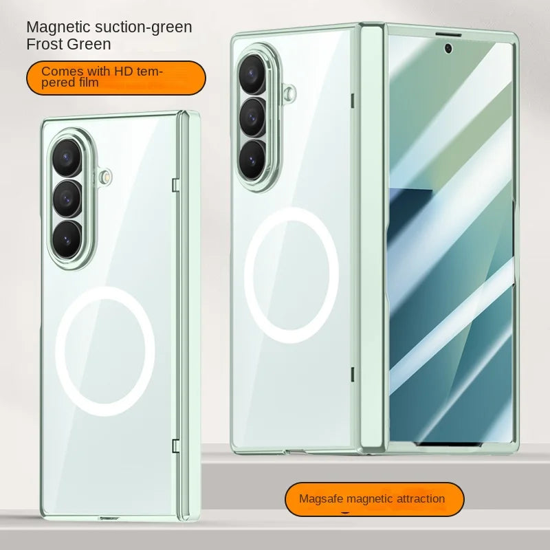 Magnetic Case Z FOLD 7 Electroplated Tempered Glass Front Film Anti-Fingerprint