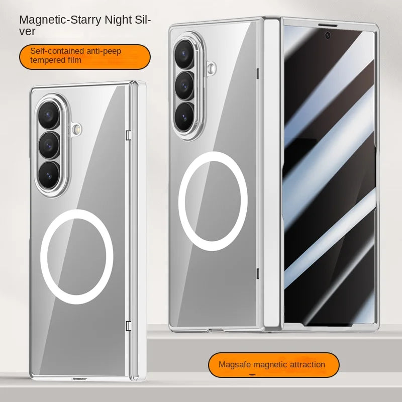Magnetic Case Z FOLD 7 Electroplated Tempered Glass Front Film Anti-Fingerprint