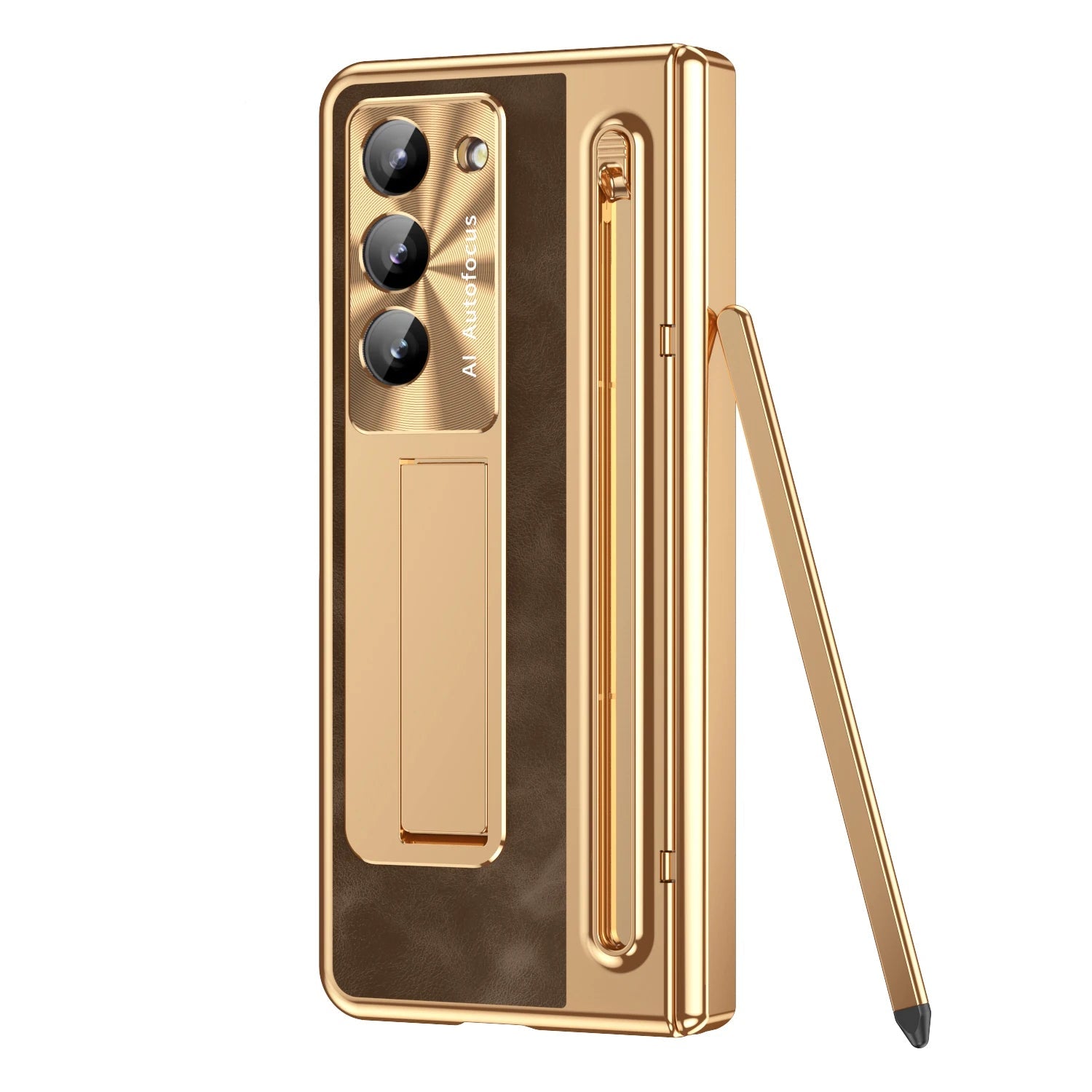 360 Full Protection Leather Case Z FOLD 7 - 2 with Touch Pen and Tempered Glass