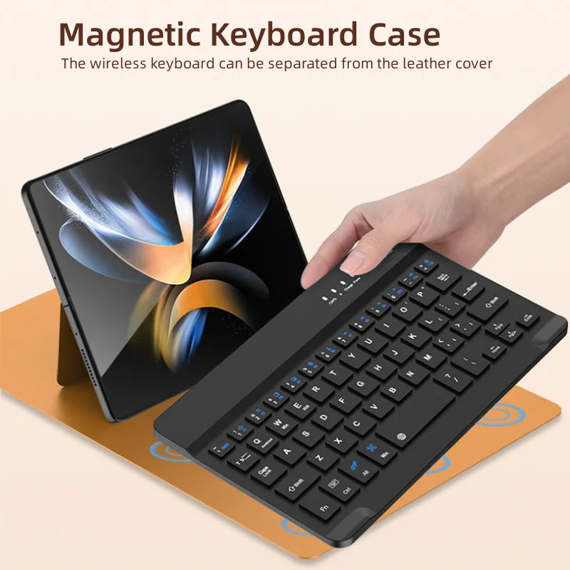 Wireless Keyboard Mouse Case Z FOLD 7/6/5/4/3 Magnetic Folding Leather Cover