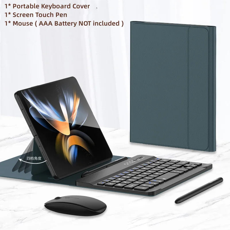 Wireless Keyboard Mouse Case Z FOLD 7/6/5/4/3 Magnetic Folding Leather Cover
