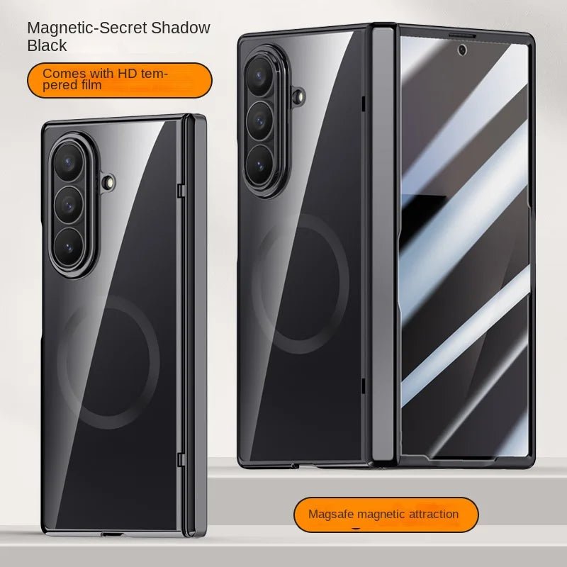 Magnetic Case Z FOLD 7 Electroplated Tempered Glass Front Film Anti-Fingerprint
