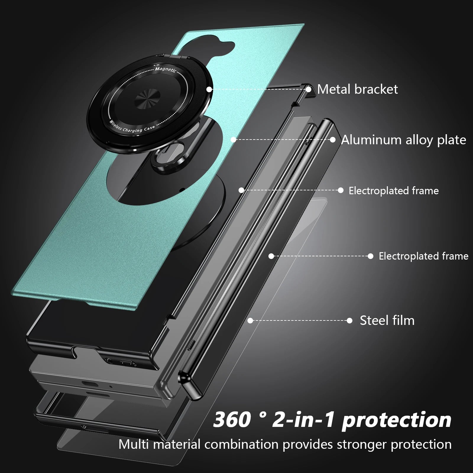 Aluminum Alloy Plate Case Z FOLD 7 - 4 360° Rotatable Magnet Bracket Phone Cover