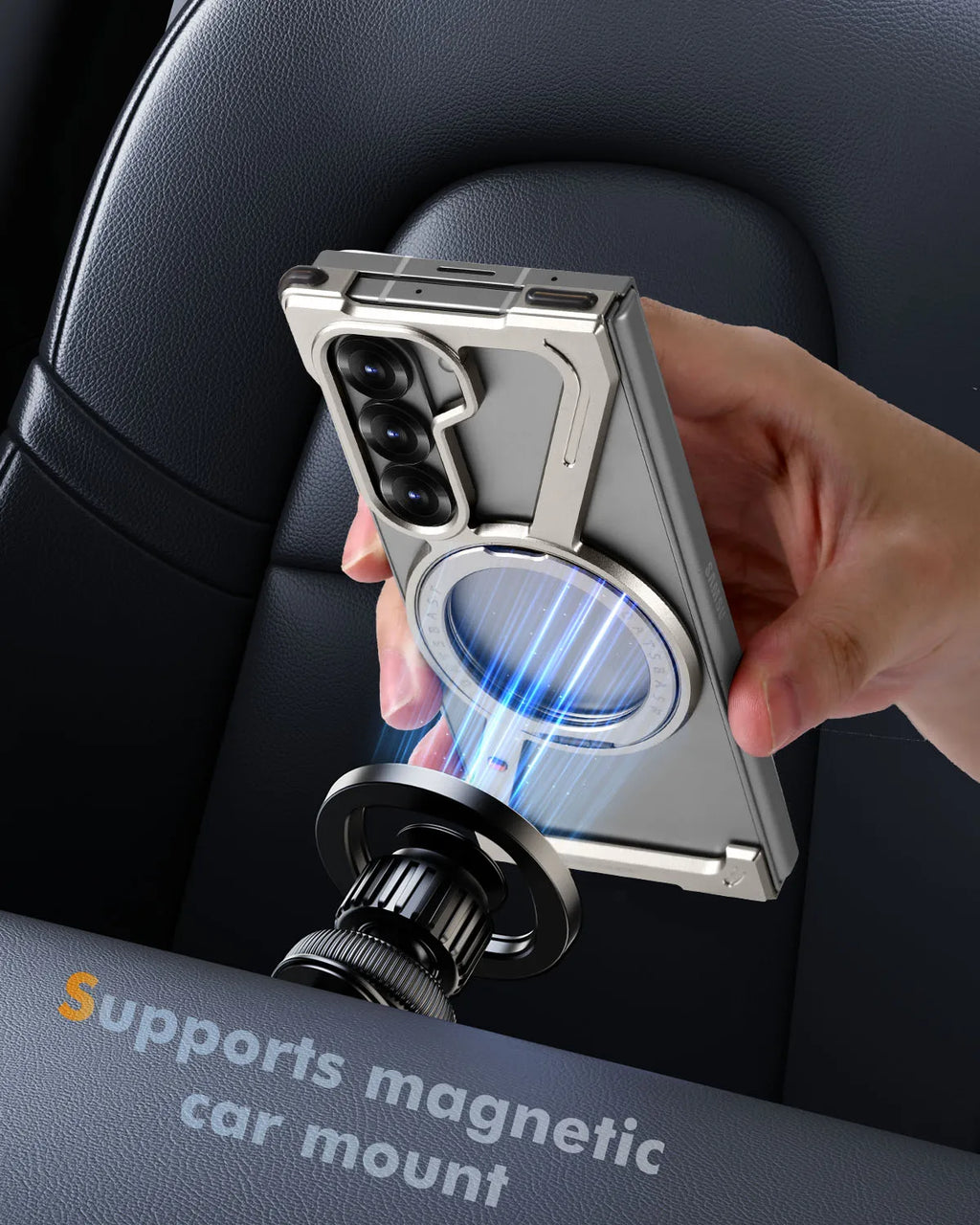 Metal Magnetic Case Z FOLD 7 - 5 Frameless Shockproof Phone Cover with Stand