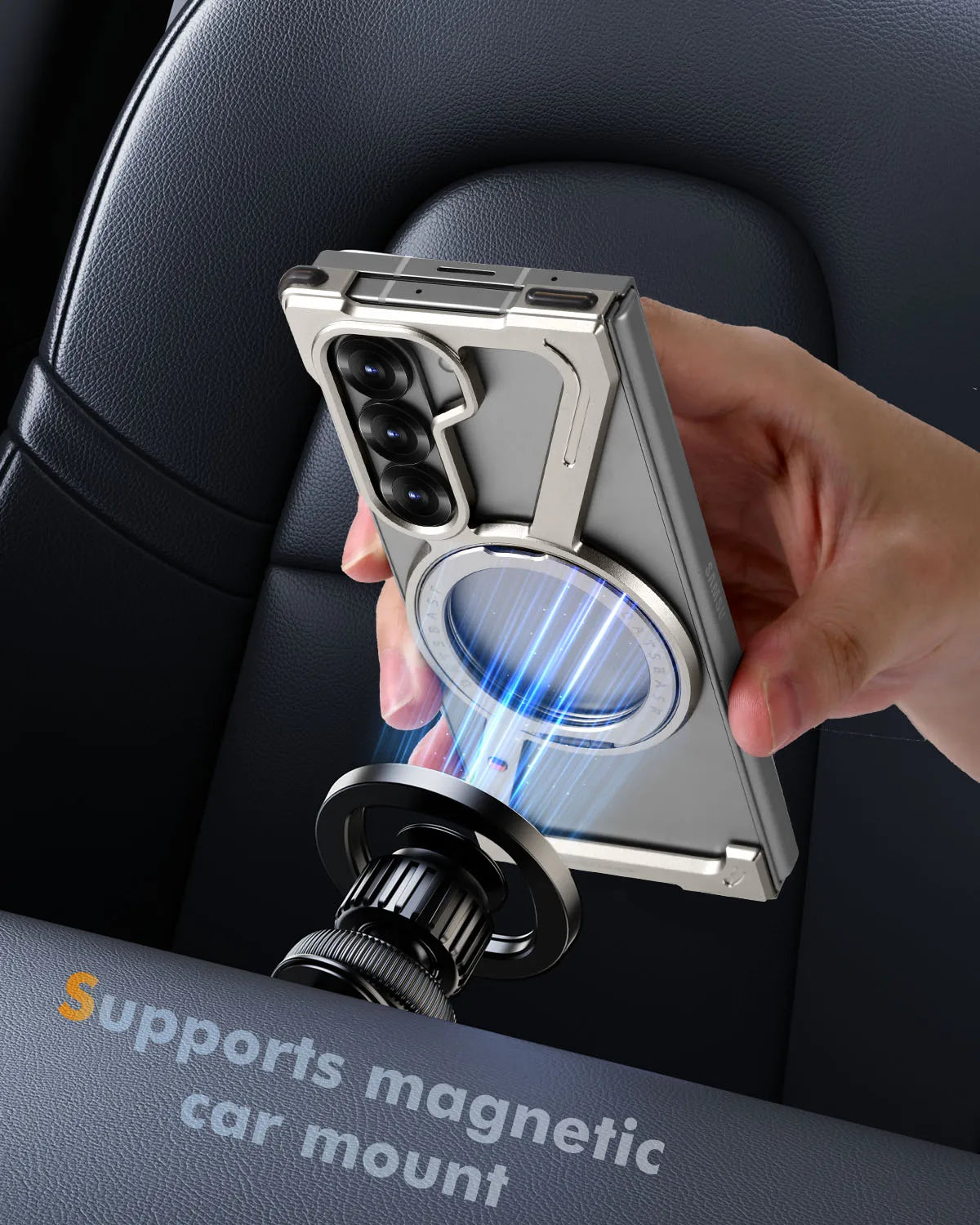 Metal Magnetic Case Z FOLD 7 - 5 Frameless Shockproof Phone Cover with Stand