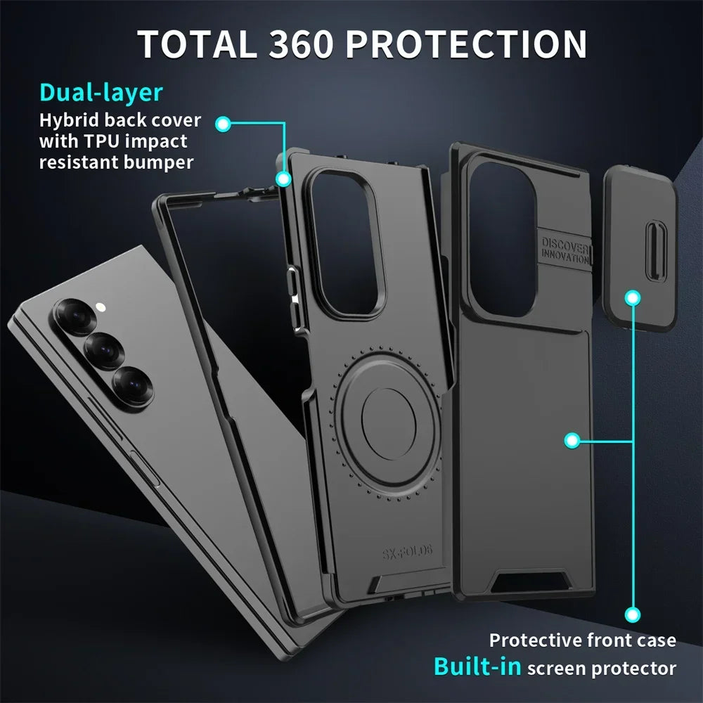 Luxury Slide Camera Case Z FOLD 7 - 4 Armor Back Cover