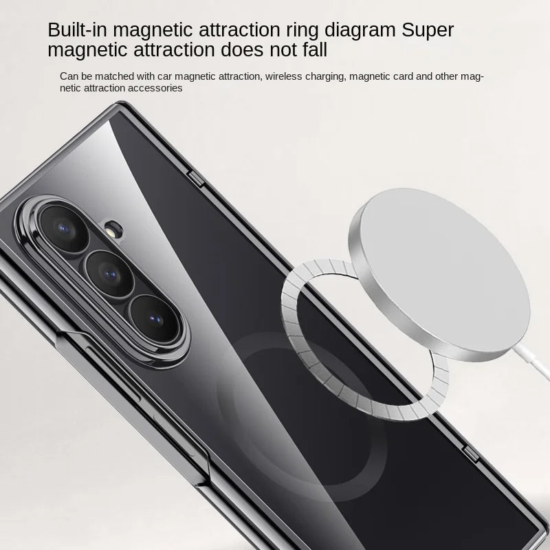 Magnetic Case Z FOLD 7 Electroplated Tempered Glass Front Film Anti-Fingerprint