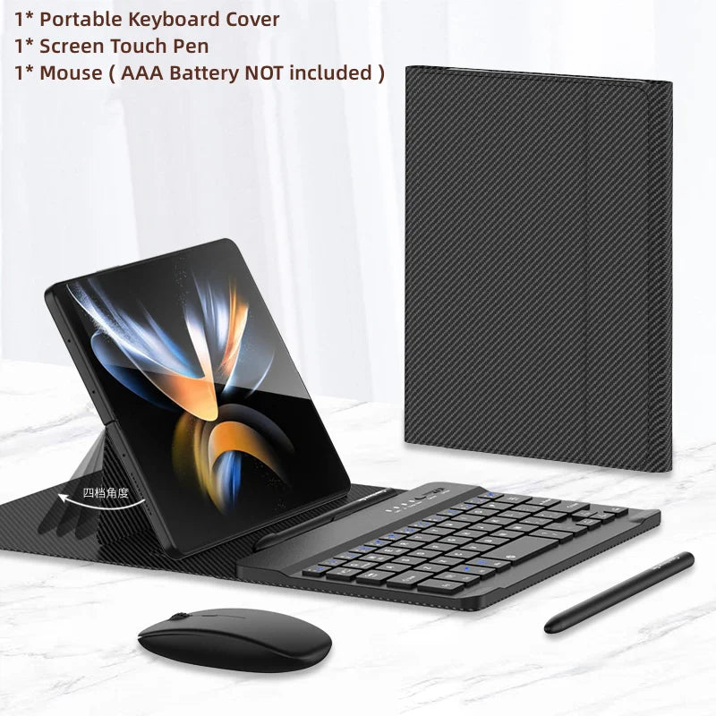 Wireless Keyboard Mouse Case Z FOLD 7/6/5/4/3 Magnetic Folding Leather Cover