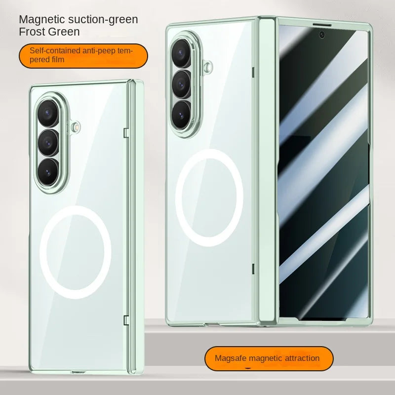 Magnetic Case Z FOLD 7 Electroplated Tempered Glass Front Film Anti-Fingerprint