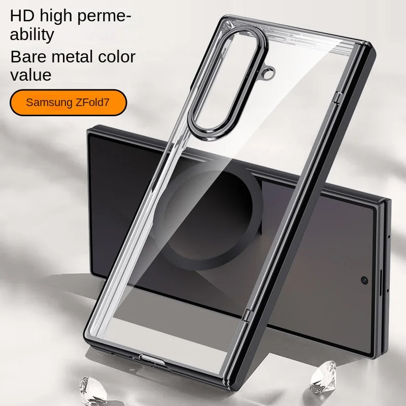 Magnetic Case Z FOLD 7 Electroplated Tempered Glass Front Film Anti-Fingerprint