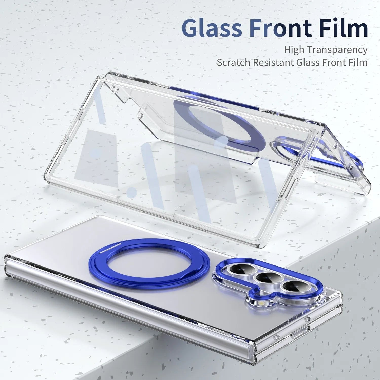 Magnetic Clear Case Z FOLD 7 - 3 Hybrid Tempered Film Ring Holder Stand